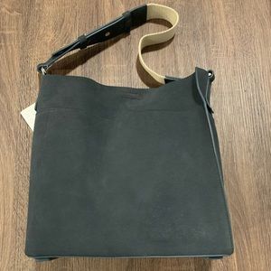 Allsaints Captain Tote in Blue/gray suede